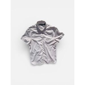 Perry Ellis Shirt Mens Medium White Short Sleeve Slim Fit Stretch Button Up